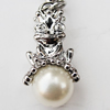 Zinc Alloy Charm/Pendant with Pearl, Nickel-free & Lead-free, A Grade Animal 22x11mm Hole:2mm, Sold by PC