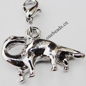 Zinc Alloy Charm/Pendants, Nickel-free & Lead-free, A Grade Animal 22x11mm Hole:2mm, Sold by PC
