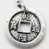 Zinc Alloy Charm/Pendants, Nickel-free & Lead-free, A Grade Coin 18x18mm Hole:2mm, Sold by PC