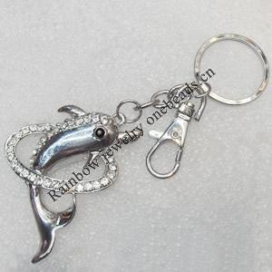 Zinc Alloy keyring Jewelry Chains, width:43mm, Length Approx:12cm, Sold by Dozen