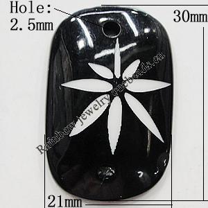 Resin Pendants, Rectangle 30x21mm Hole:2.5mm, Sold by Bag