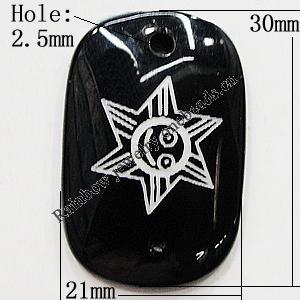 Resin Pendants, Rectangle 30x21mm Hole:2.5mm, Sold by Bag