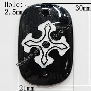 Resin Pendants, Rectangle 30x21mm Hole:2.5mm, Sold by Bag