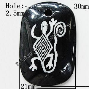 Resin Pendants, Rectangle 30x21mm Hole:2.5mm, Sold by Bag