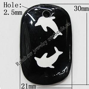 Resin Pendants, Rectangle 30x21mm Hole:2.5mm, Sold by Bag