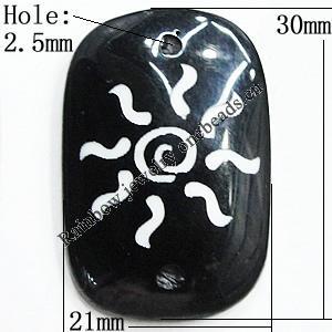 Resin Pendants, Rectangle 30x21mm Hole:2.5mm, Sold by Bag