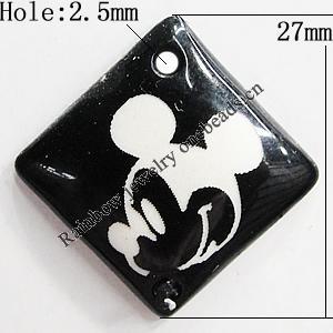 Resin Pendants, Diamond 27mm Hole:2.5mm, Sold by Bag