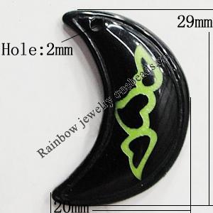 Resin Pendants, Moon 29x20mm Hole:2mm, Sold by Bag