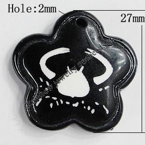 Resin Pendants, Flower 27mm Hole:2mm, Sold by Bag