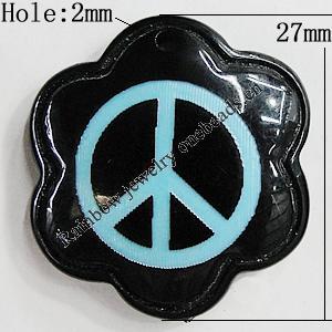 Resin Pendants, Flower 27mm Hole:2mm, Sold by Bag