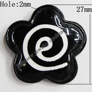 Resin Pendants, Flower 27mm Hole:2mm, Sold by Bag