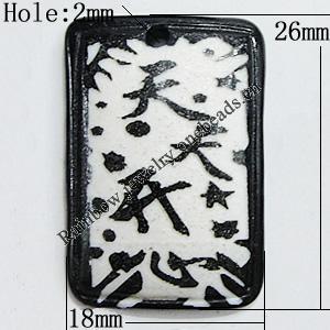 Resin Pendants, Rectangle 26x18mm Hole:2mm, Sold by Bag