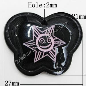 Resin Pendants, Butterfly 27x21mm Hole:2mm, Sold by Bag