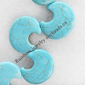 Turquoise Beads, Moon, 31x36mm, Hole:Approx 1mm, Sold by PC