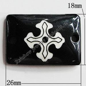 Resin Connectors, Rectangle 26x18mm Hole:2.5mm, Sold by Bag