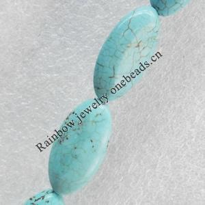Turquoise Beads, Flat Oval, 15x30mm, Hole:Approx 1mm, Sold by PC