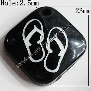 Resin Connectors, Diamond 23mm Hole:2.5mm, Sold by Bag