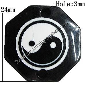 Resin Connectors, Polygon 24mm Hole:3mm, Sold by Bag