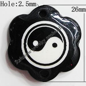 Resin Connectors, Flower 26mm Hole:2.5mm, Sold by Bag