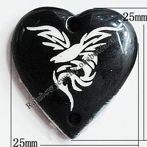 Resin Connectors, Heart 25x25mm Hole:2.5mm, Sold by Bag