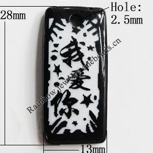Resin Pendants, Rectangle 28x13mm Hole:2.5mm, Sold by Bag