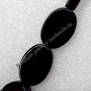 Black Agate Beads, Flat Oval, 10x15mm, Hole:Approx 1mm, Sold per 16-inch Strand