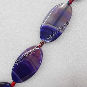 Purple Agate Beads, Flat Oval, 25x48mm, Hole:Approx 1.5mm, Sold per 16-inch Strand