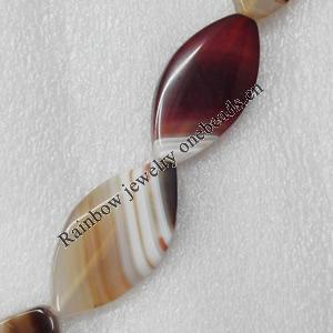 Agate Beads, Horse eye, 26x48mm, Hole:Approx 1mm, Sold per 16-inch Strand