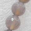 Gray Agate Beads, Faceted Round, 6mm, Hole:Approx 1mm, Sold per 16-inch Strand