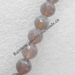 Gray Agate Beads, Faceted Round, 12mm, Hole:Approx 1mm, Sold per 16-inch Strand