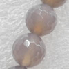Gray Agate Beads, Faceted Round, 20mm, Hole:Approx 1mm, Sold per 16-inch Strand