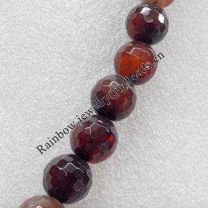 Agate Beads, Faceted Round, 10mm, Hole:Approx 1mm, Sold per 16-inch Strand