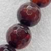 Agate Beads, Faceted Round, 16mm, Hole:Approx 1mm, Sold per 16-inch Strand