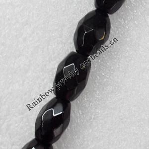 Black Agate Beads, Faceted Drum, 10x14mm, Hole:Approx 1mm, Sold per 16-inch Strand