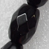 Black Agate Beads, Faceted Drum, 10x14mm, Hole:Approx 1mm, Sold per 16-inch Strand