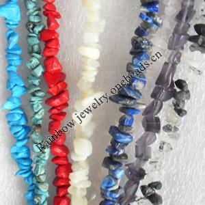 Gemstone Beads, Chips, Mix Colour, 5-8mm, Hole:Approx 1mm, Length:16-inch, Sold by Group