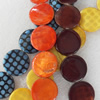 Shell Beads, Flat Round, Mix Colour, 15mm, Hole:Approx 1mm, Length:16-inch, Sold by Group