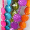 Shell Beads, Flat Round, Mix Colour, 15mm, Hole:Approx 1mm, Length:16-inch, Sold by Group