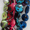 Shell Beads, Flat Round, Mix Colour, 25mm, Hole:Approx 1mm, Length:16-inch, Sold by Group