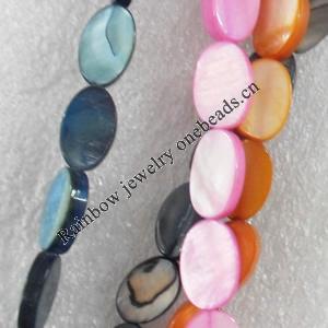 Shell Beads, Flat Oval, Mix Colour, 8x12mm, Hole:Approx 1mm, Length:16-inch, Sold by Group