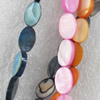 Shell Beads, Flat Oval, Mix Colour, 8x12mm, Hole:Approx 1mm, Length:16-inch, Sold by Group