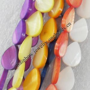 Shell Beads, Teardrop, Mix Colour, 12x18mm, Hole:Approx 1mm, Length:16-inch, Sold by Group