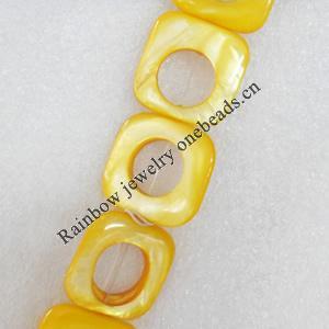 Shell Beads, Square, 25mm, Hole:Approx 1mm, Sold per 16-inch Strand