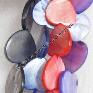 Shell Beads, Heart, Mix Colour, 25mm, Hole:Approx 1mm, Length:16-inch, Sold by Group