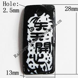 Resin Pendants, Rectangle 28x13mm Hole:2.5mm, Sold by Bag