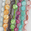 Shell Beads, Flat Round, Mix Colour, 11mm, Hole:Approx 1mm, Length:16-inch, Sold by Group