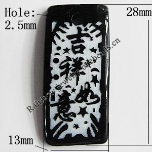 Resin Pendants, Rectangle 28x13mm Hole:2.5mm, Sold by Bag