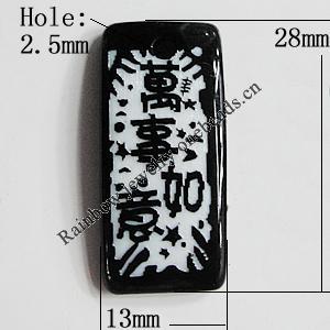 Resin Pendants, Rectangle 28x13mm Hole:2.5mm, Sold by Bag
