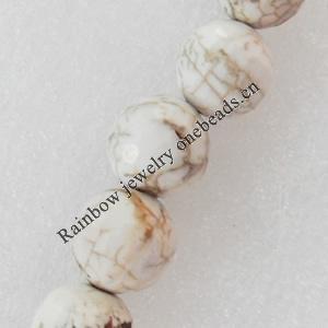 White Turquoise Beads, Faceted Round, 8mm, Hole:Approx 1mm, Sold by PC
