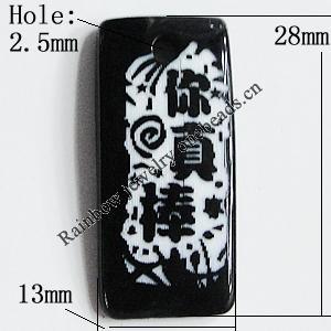 Resin Pendants, Rectangle 28x13mm Hole:2.5mm, Sold by Bag